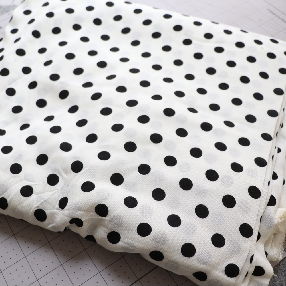 Polka dot rayon challis fabric, 4 yards